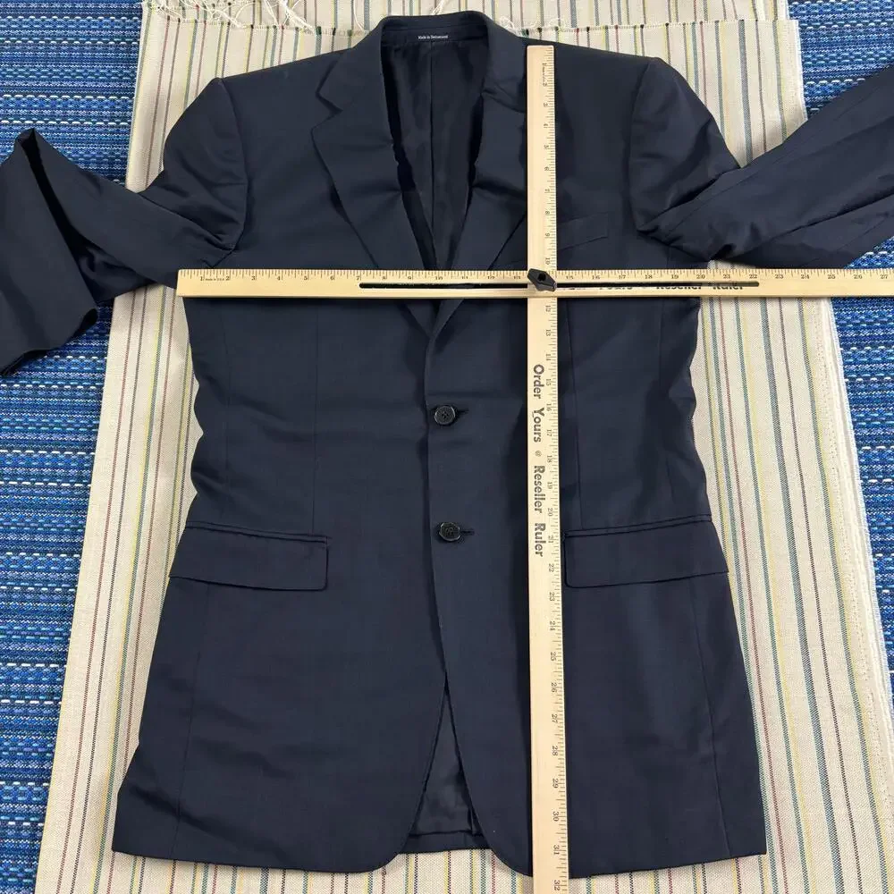 Ermenegildo Zegna Blazer Mens US 38L EU 48L Blue Wool Suit Jacket 2 Button Long
